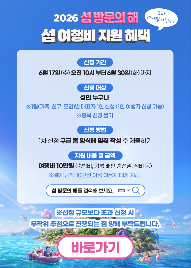 경남도, 섬 여행경비 최대 10만 원 지원